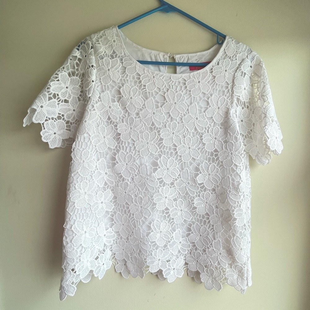 White Lace Catherine Malandrino Top